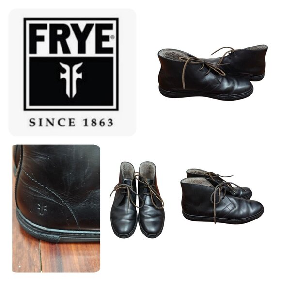 FRYE Shearling Leather Boots Black US 10 Winter Men  Shoes - Picture 12 of 12